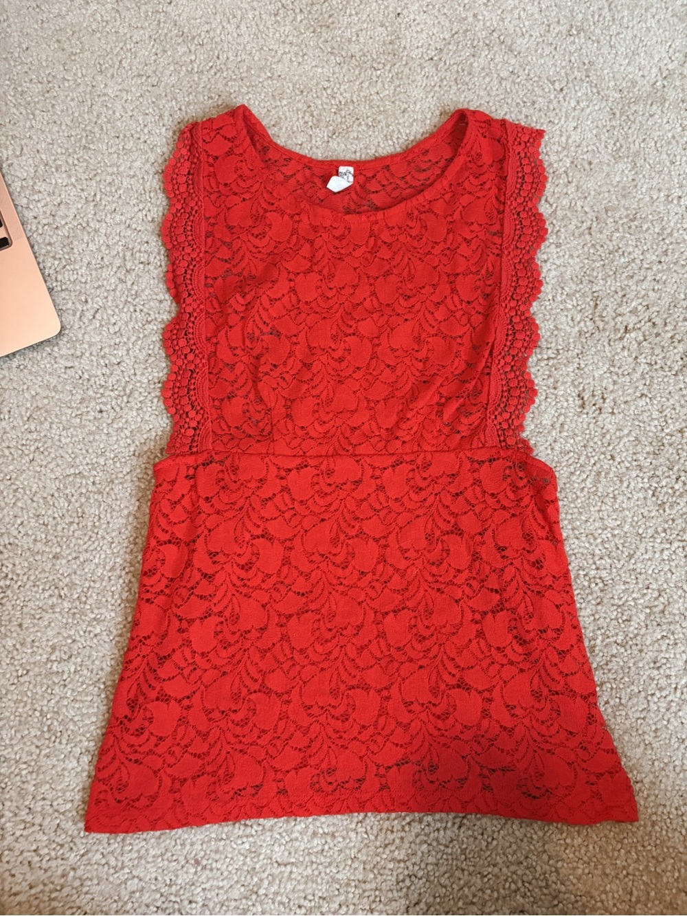 Free People Red Lace Sleeveless Top